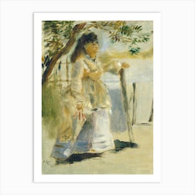 Woman By A Fence, Pierre Auguste Renoir Art Print