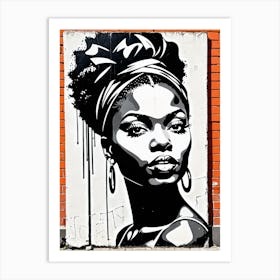 Vintage Graffiti Mural Of Beautiful Black Woman 50 Art Print