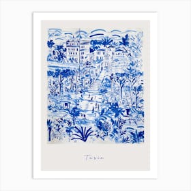 Turin Italy Blue Drawing Poster Art Print