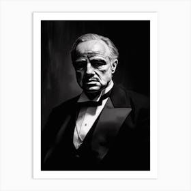 Gangster Art Don Vito Corleone The Godfather B&W 3 Art Print