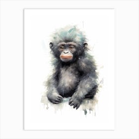 Baby Gorilla Art Watercolour Nursery 7 Art Print
