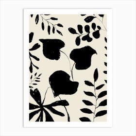 Black And White Leaves 1 Art Print