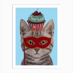 Cat With Cupcake Art Print