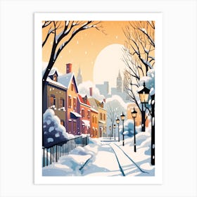 Vintage Winter Travel Illustration Quebec City Canada 4 Art Print