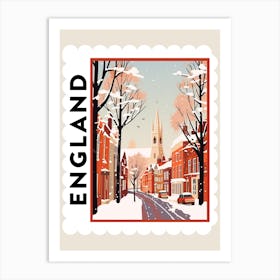 Retro Winter Stamp Poster Canterbury United Kingdom 1 Art Print