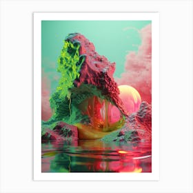 Multicolored Volcano 3d Digital Painting Art Print