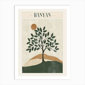 Banyan Tree Minimal Japandi Illustration 4 Poster Art Print