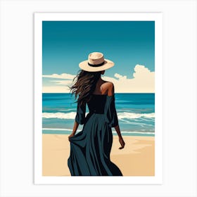 Illustration of an African American woman at the beach 91 Art Print