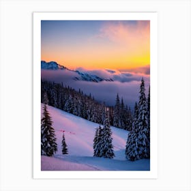 Verbier, Switzerland Sunrise Skiing Poster Art Print