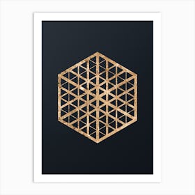 Abstract Geometric Gold Glyph on Dark Teal n.0464 Art Print