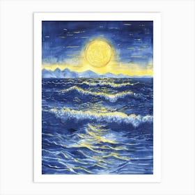 Moonlight Over The Ocean 14 Art Print