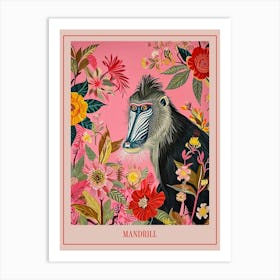 Floral Animal Painting Mandrill 2 Poster Art Print