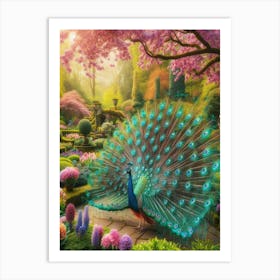 Peacock In The Garden Art Print