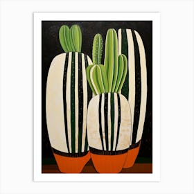 Modern Abstract Cactus Painting Zebra Cactus 1 Art Print