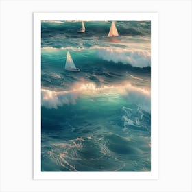 Sailboats In The Ocean 1 Art Print