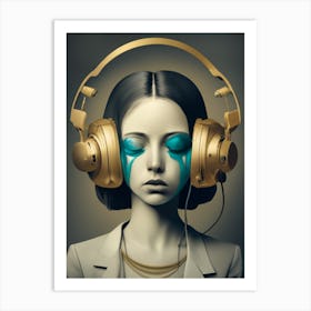 Girl With Headphones 49 Art Print