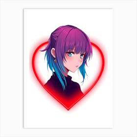 Anime Girl In A Heart Art Print