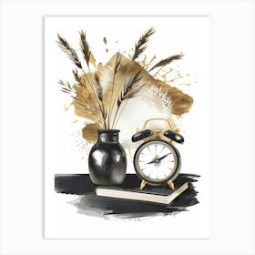 Alarm Clock And Book Art Print