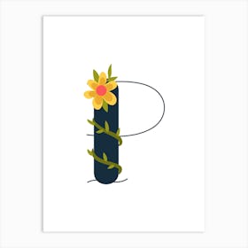 Living Room Floral Letters 16 Art Print