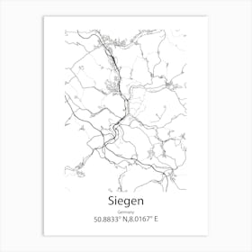 Siegen,Germany Minimalist Map Art Print