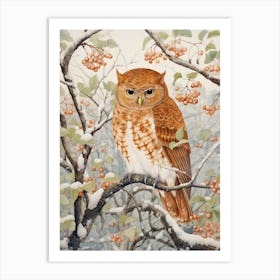 Winter Bird Painting Eastern Screech Owl 2 Art Print