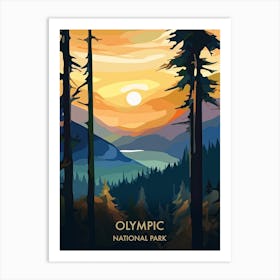 Olympic National Park Travel Poster Illustration Style 1 Art Print