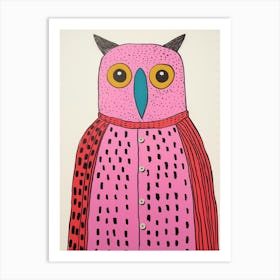 Pink Polka Dot Owl 8 Art Print