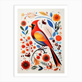 Scandinavian Bird Illustration Cardinal 2 Art Print
