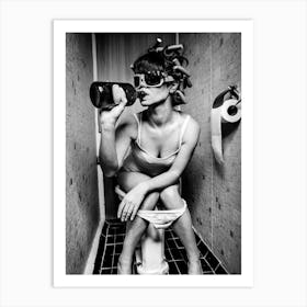 Woman In A Bathroom Art Print