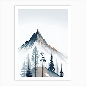 Mountain And Forest In Minimalist Watercolor Vertical Composition 345 Art Print