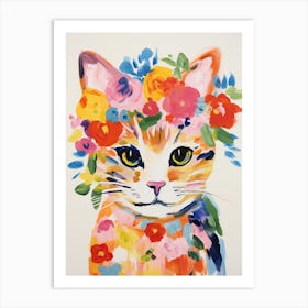 Cat With A Flower Crown Painting Matisse Style 2 Art Print