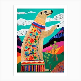 Maximalist Animal Painting Meerkat 1 Art Print