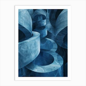 Abstract Blue Spirals Art Print