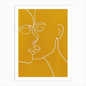 Simplicity Lines Woman Abstract In Yellow 10 Art Print