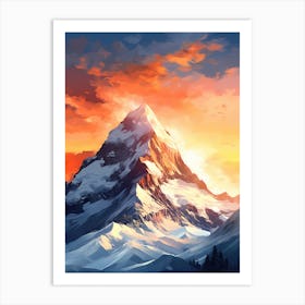 Mountain Landscape At Sunset 2 Art Print