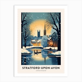 Winter Night  Travel Poster Stratford Upon Avon United Kingdom 1 Art Print