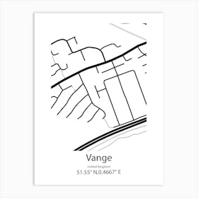 Vange,United Kingdom Minimalist Map Art Print