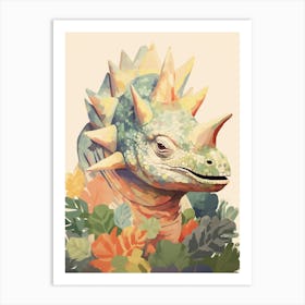 Colourful Dinosaur Chasmosaurus 1 Art Print