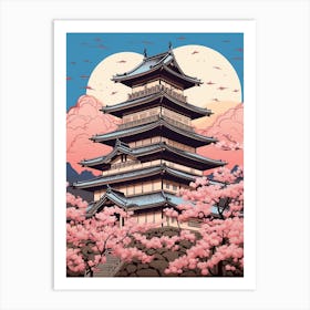 Matsumoto Castle, Japan Vintage Travel Art 3 Art Print