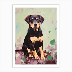 A Rottweiler Dog Painting, Impressionist 1 Art Print