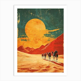 Desert Scene With Camels Art Print