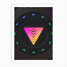 Neon Geometric Glyph in Pink and Yellow Circle Array on Black n.0107 Art Print