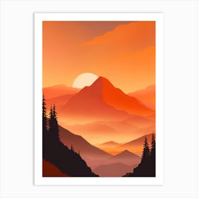 Misty Mountains Vertical Composition In Orange Tone 19 Art Print