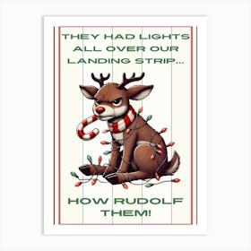 Grumpy Entangled Reindeer Art Print