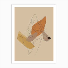 Fox - Boho, Line Art Art Print