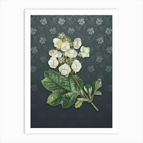 Vintage Oakleaf Hydrangea Botanical on Slate Gray Pattern n.2295 Art Print
