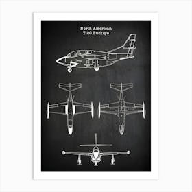 T 2c Buckeye Aircraft North American T 2 Airplane Blueprint Aviation Gifts Plane Blueprint Airplane Print Airplane Gift Vat2c1 Art Print