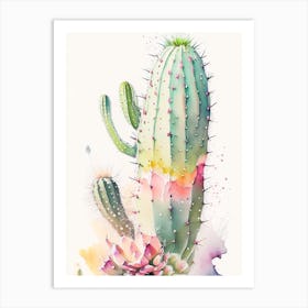 Ladyfinger Cactus Storybook Watercolours 3 Art Print