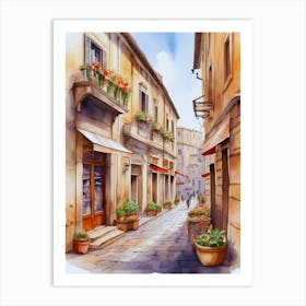 Watercolor Street In Italy Art Print