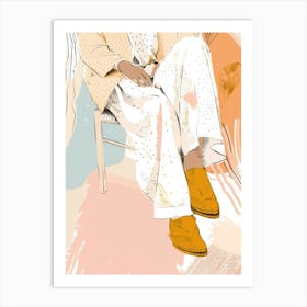 Illustration Of A Woman Sitting In A Chair Art Print